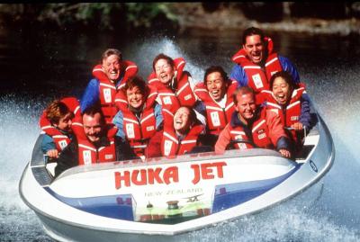 Wet thrills : The jet boat atTaupoâ€™s Huka Falls in New Zealandskips and lurches across theWaikato river with a series ofsharp 360Â° spins, before dartingclose to the Falls themselves.